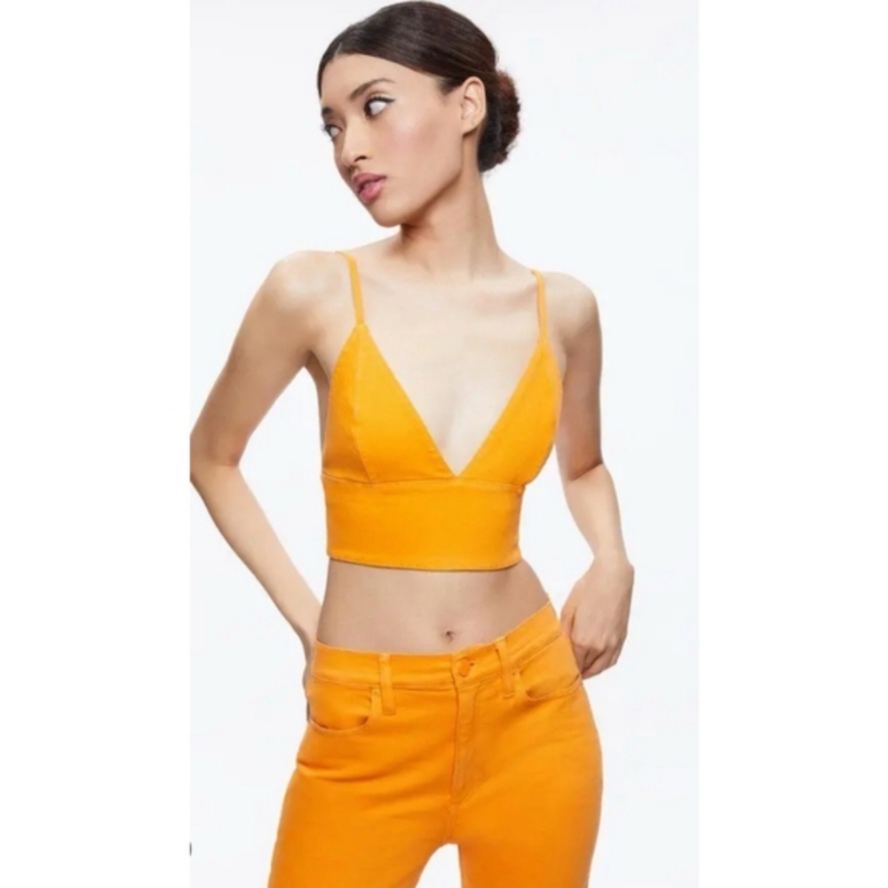 Alice + Olivia Mustard Yellow Structured Crop Top Bralette Size 12